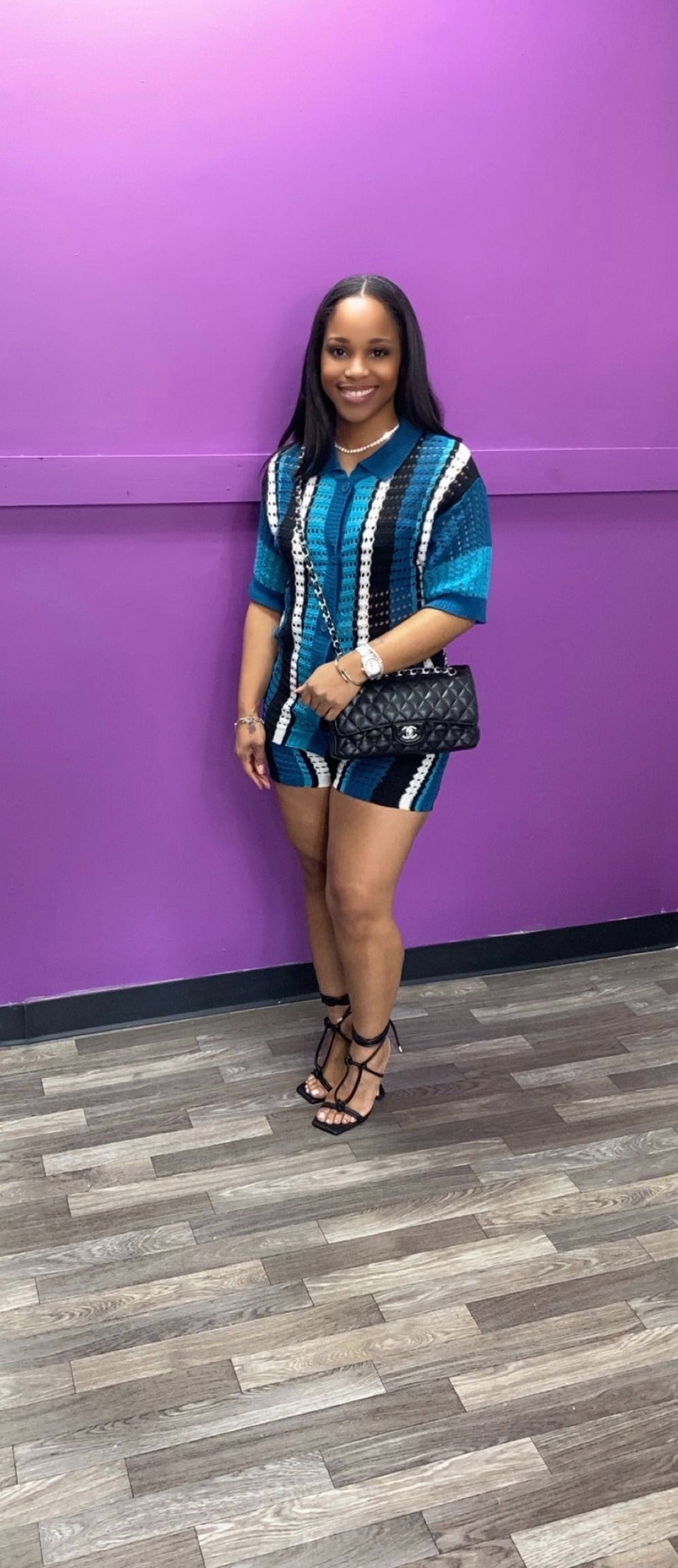 Blue & White Knit Set